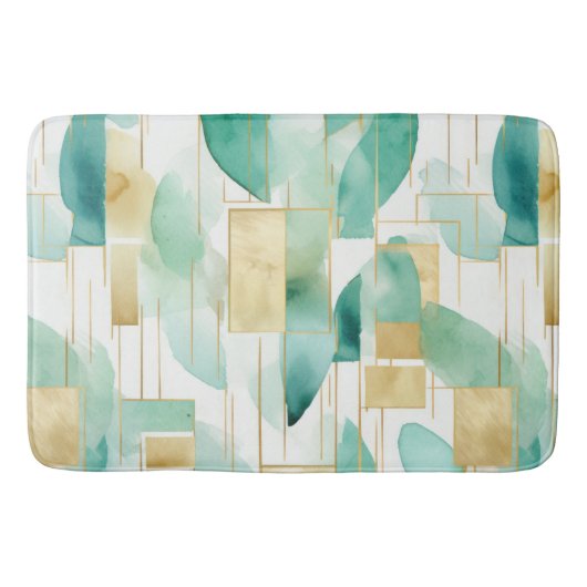 Groen Goud Wit Abstract Badmat (Voorkant)