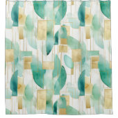 Groen Goud Wit Abstract Douchegordijn (Voorkant)