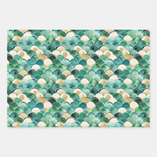 Groen Goud Wit Abstract Inpakpapier Vel (Voorkant)