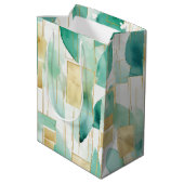 Groen Goud Wit Abstract Medium Cadeauzakje (Achterkant Gekanteld)