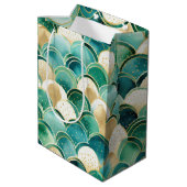 Groen Goud Wit Abstract Medium Cadeauzakje (Achterkant Gekanteld)