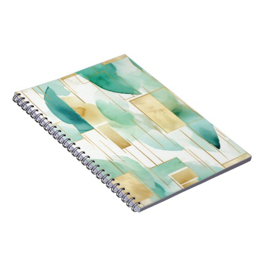 Groen Goud Wit Abstract Notitieboek (Rechterzijde)