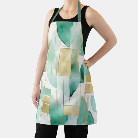 Groen Goud Wit Abstract Schort (Insitu)