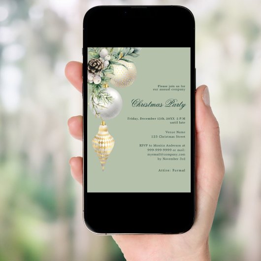 Groen goud wit kerstballen bedrijf kerstfeest kaart