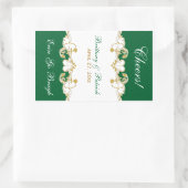 Groen Goud Wit Scrolls Wijnlabel Sticker (Tas)