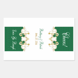 Groen Goud Wit Scrolls Wijnlabel Sticker