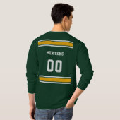 Groen Goud Wit Sport Jersey Team Lange Mouw T-shirt (Achterkant volledig)