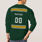 Groen Goud Wit Sport Jersey Team Lange Mouw T-shirt (Achterkant)