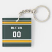 Groen Goud Wit Sport Jersey Team Naam Nummer Sleutelhanger (Achterkant)