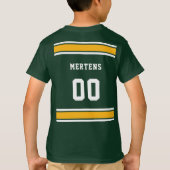 Groen Goud Wit Sport Jersey Teamnaam Kinder T-shirt (Achterkant)