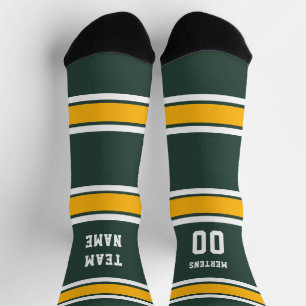 Groen Goud Wit Sportshirt Teamnaam Unisex Sokken