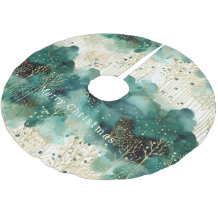 Groen Goud Witte Bomen Kerstmis Kerstboom Rok