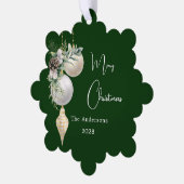 Groen goud witte kerstballen ornament kaart (Links)