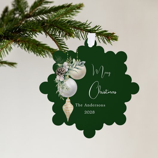 Groen goud witte kerstballen ornament kaart