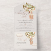 Groen gouden Beer ballonnen Baby shower All In One Uitnodiging (Binnen)