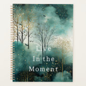 Groen Gouden Bomen met Vogels Kerstmis Planner (Voorkant)