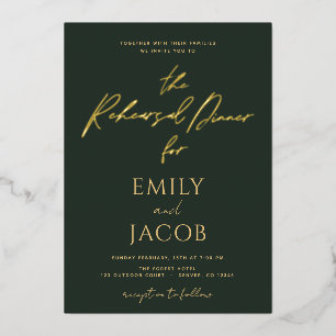 Groen Gouden Bruiloft Moderne Typografie Script Folie Uitnodiging