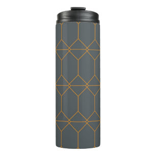 Groen, gouden, eenvoudig, retro, elegante illustra thermosbeker