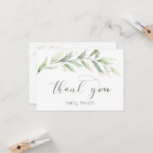 Groen & gouden gebladerte Dank u Kaart (Voorkant / Achterkant in situ)