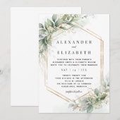 Groen & Gouden Huwelijk Kaart (Voorkant / Achterkant)