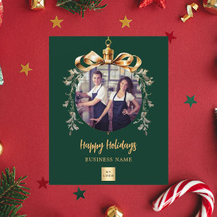 Groen gouden kerstbal bedrijfsfoto kerstkaart flyer