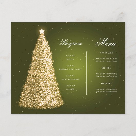 Groen Gouden Kerstboom Nodig Programma uit Menu (Achterkant)