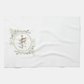 Groen Gouden Monogram Chic Script Theedoek (Horizontaal)