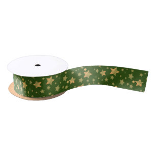 Groen Gouden Ster  Elegant Kerstpatroon Lint