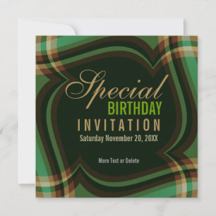 Groen Gouden Tartan Vierkante Uitnodiging
