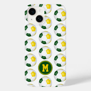 Groen gouden voetballen patroon monogram Case-Mate iPhone 14 hoesje