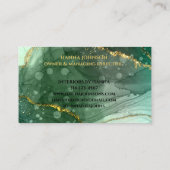 Groen goudmarmer Agate Monogram iinitial geode Visitekaartje (Achterkant)