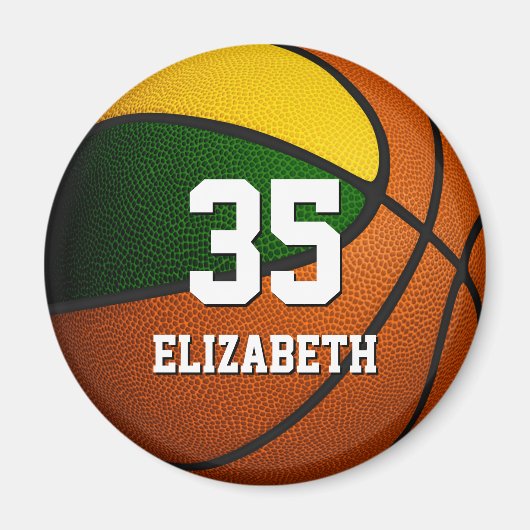 groen goudteam kleuren basketbalschool magneet (Voorkant)