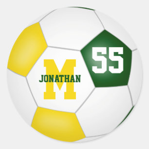 Groen goudteam kleuren voetbal op maat ronde sticker