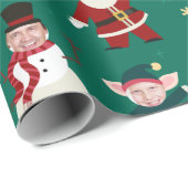 Groen grappig fotofeestartikel cadeaupapier (Rol Hoek)