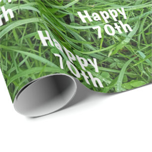 Groen gras 70th Birthday Wrapping Paper Cadeaupapier