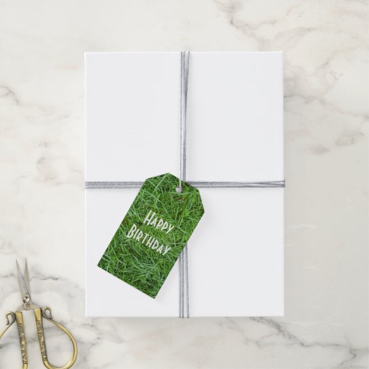 Groen Gras Cadeaulabel (Met Touw)