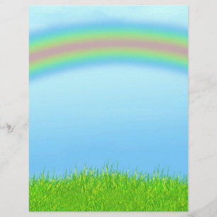 Groen Gras, Regenboog & Blauwe Lucht Achtergrond Flyer