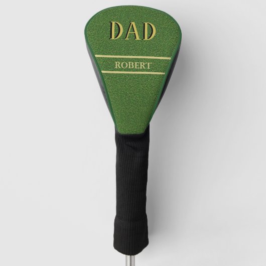 Groen Gras Textuur Aangepaste DAD Naam Golfheadcover (Voorkant)