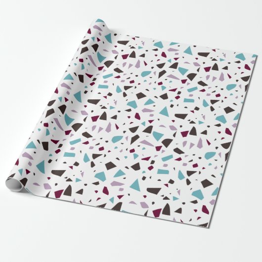 Groen grijs Abstract Terrazzo mosaic Stone Pattern Cadeaupapier (Uitgerold)