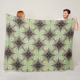 Groen, grijs, Bronze, wit  bloempatroon Fleece Deken