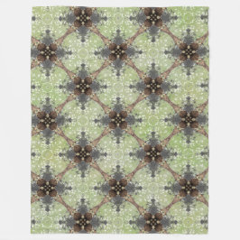 Groen, grijs, Bronze, wit  bloempatroon Fleece Deken
