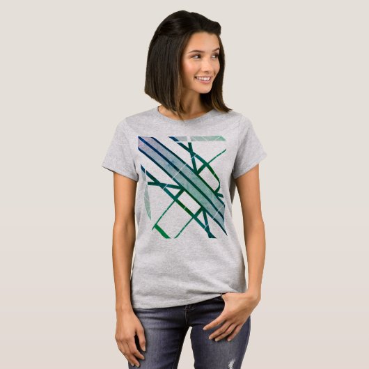 Groen Grijs Geometrische Diagonale MCM Look T-shirt (Voorkant volledig)