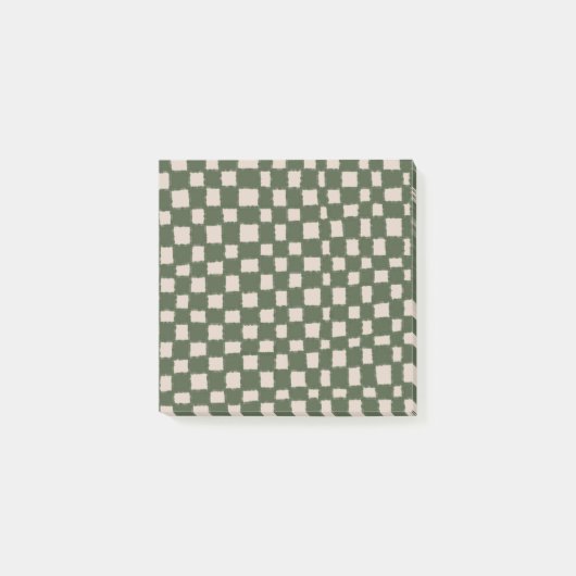 Groen grijs geruit dambordpatroon post-it® notes (Voorkant)
