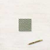Groen grijs geruit dambordpatroon post-it® notes (Op bureau)