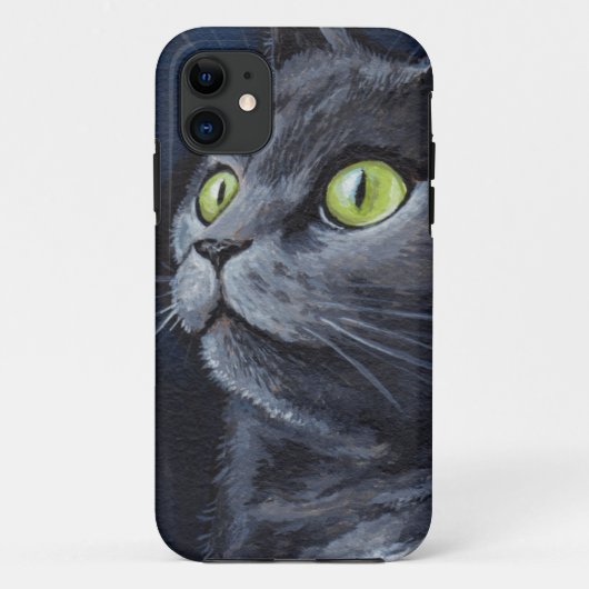 Groen grijs kattenschilderij Case-Mate iPhone case (Achterkant)