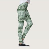 Groen grijs Kerstmis Poinsettia Faux Knit Pattern Leggings (Rechts)