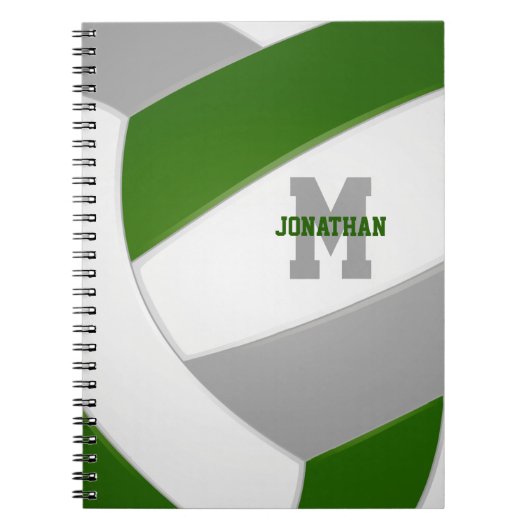 groen grijs team kleuren meisjes volleybal notitieboek (Voorkant)