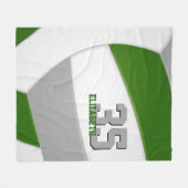 Groen grijs team kleuren volleybal atleet naam fleece deken (Voorkant (Horizontaal))
