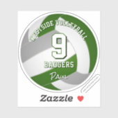 Groen Grijs Team Kleuren Volleybalspeler Sticker (Vel)