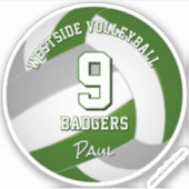 Groen Grijs Team Kleuren Volleybalspeler Sticker (Voorkant)